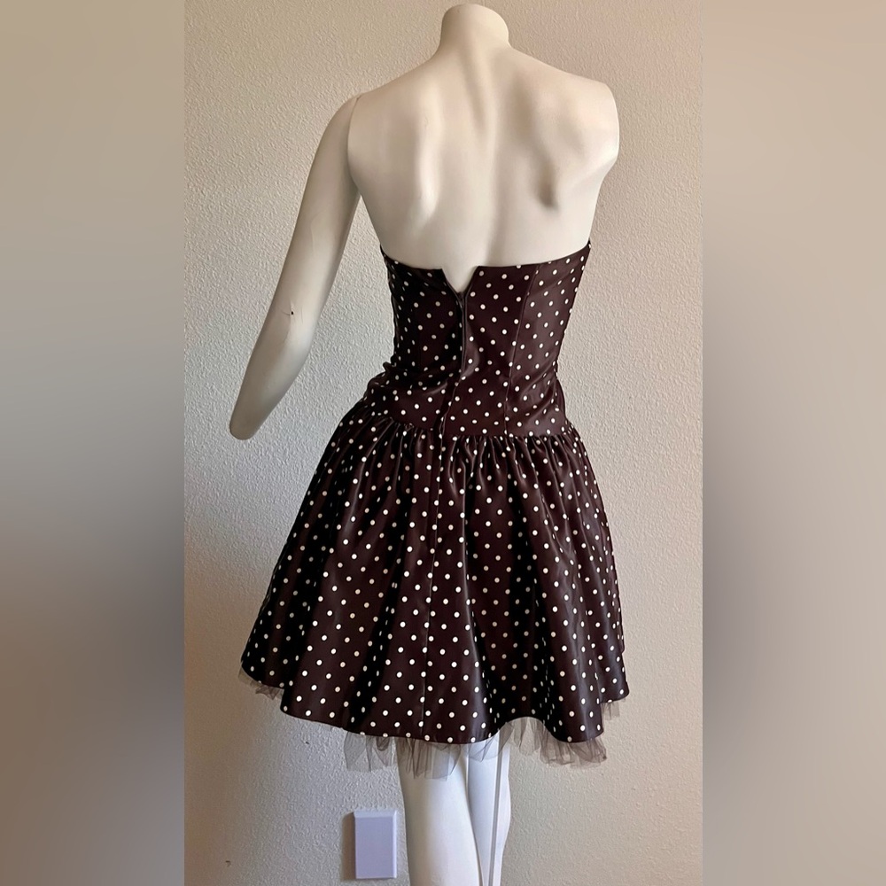 Vintage Jessica McClintock Gunne Sax Polka Dot Strapless Mini Dress size 3/4 USA - Picture 8 of 16